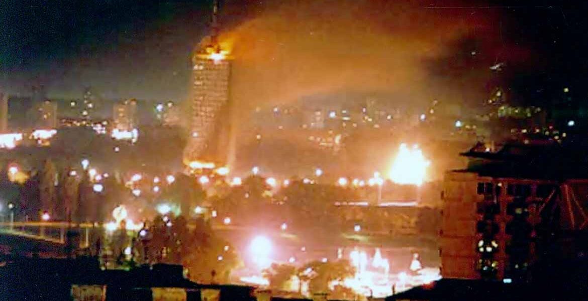 Belgrade in Yugoslavia was bombed by NATO in 1999.